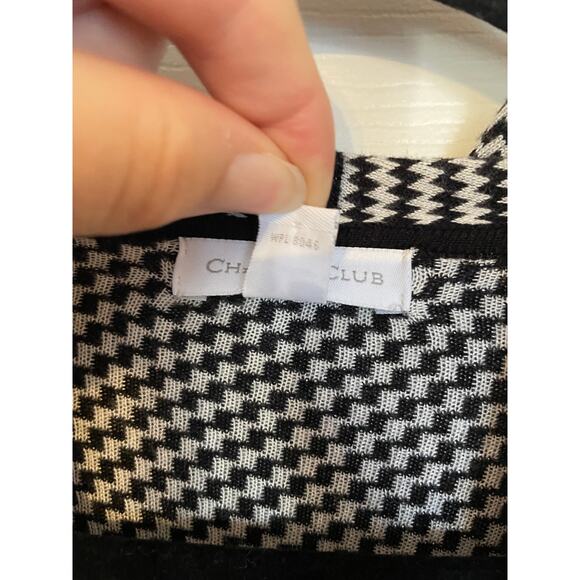 Charter Club Size M Long Cardigan Black White Herringbone Zig Zag Single Button - Picture 5 of 9
